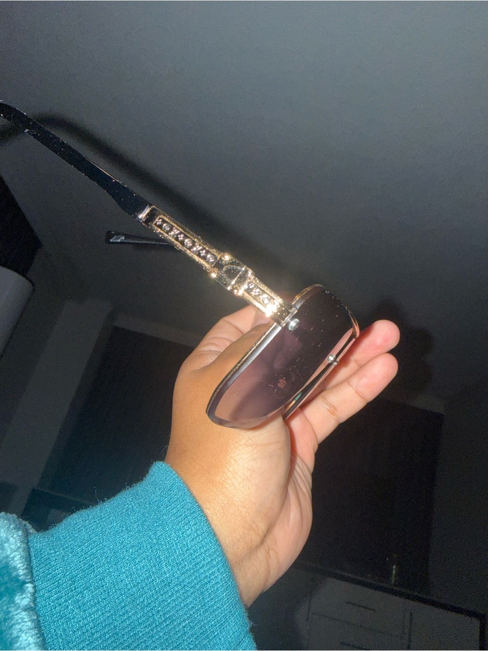 Louis Vuitton Black Sunglasses with Gold Crystal-Embellished Temples